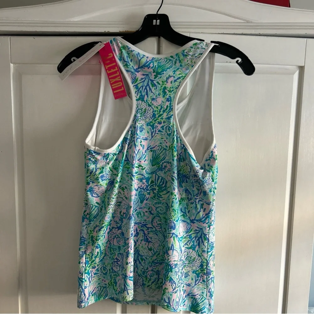 Lilly Pulitzer X Meryl Bra Tank Top Womens SMALL or MED Surf Blue Soleil $118